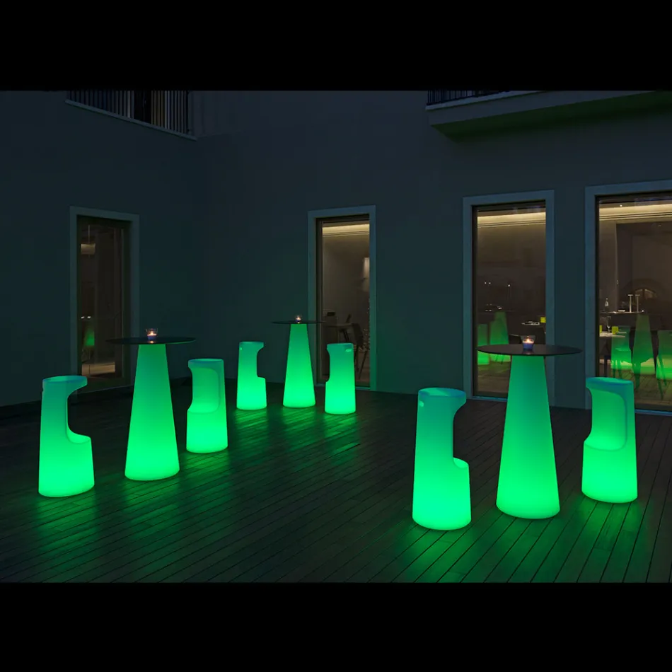 Taburete luminoso de exterior en polietileno con luz LED Made in Italy - Forlina viadurini