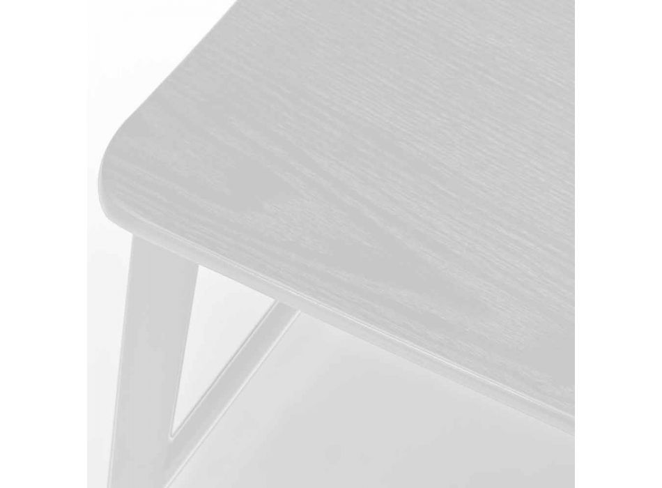 Taburete moderno de metal con asiento y respaldo en madera, 2 piezas - Habibi viadurini