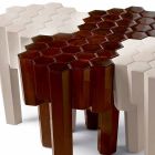 Taburete de diseño de madera maciza / mesa de centro, L38xD38 cm, Begga viadurini