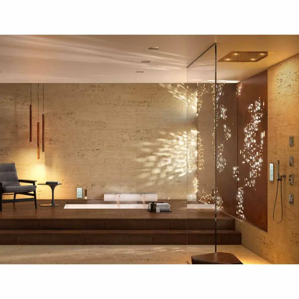 Cabezal de ducha Dream de diseño moderno con cromoterapia de dos chorros. viadurini