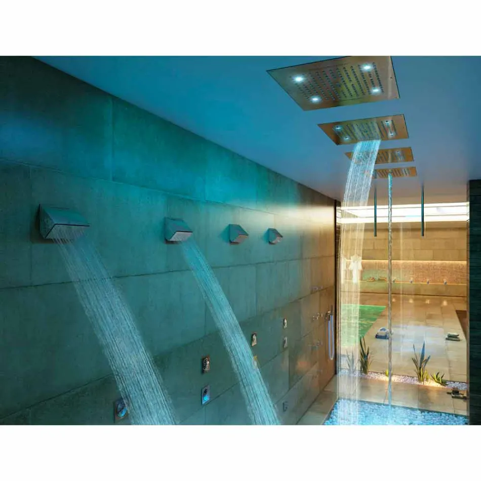 Cabezal de ducha Dream de diseño moderno con cromoterapia de dos chorros. viadurini