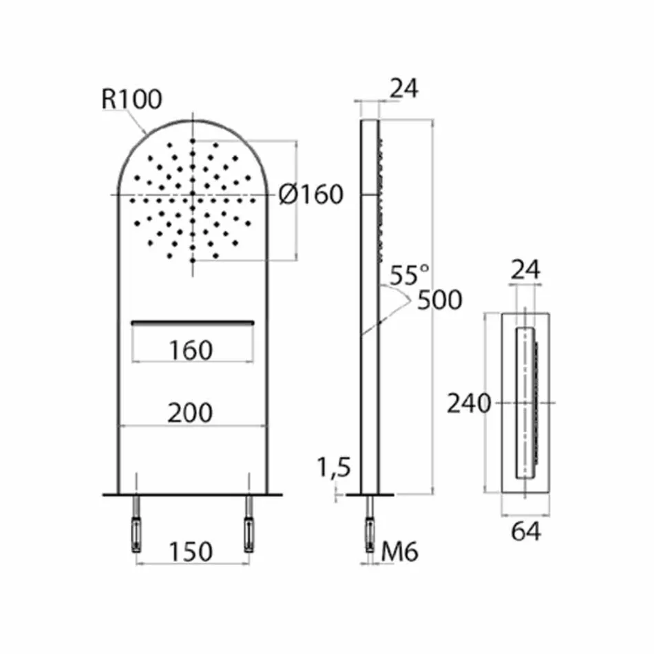 Rociador de ducha de pared con chorro de ducha y cascada Made in Italy - Como viadurini