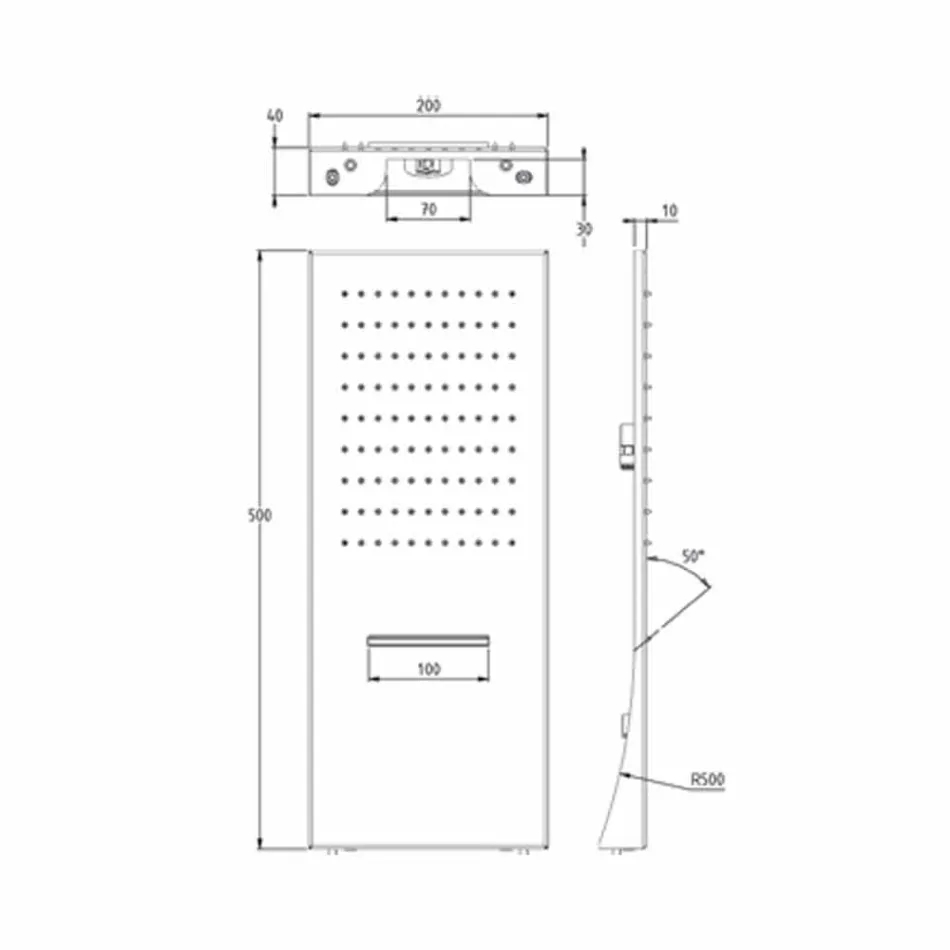 Cabezal de ducha de pared rectangular de acero inoxidable Made in Italy - Net viadurini