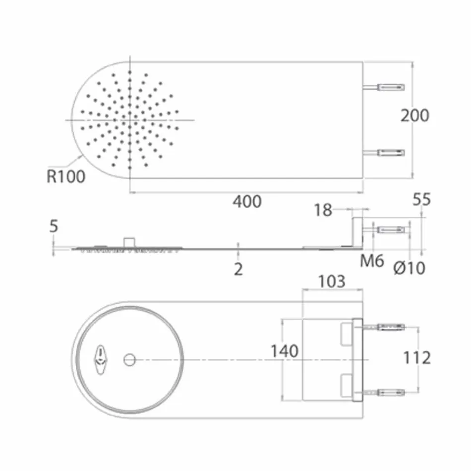 Cabezal de ducha de pared de acero ultradelgado moderno Made in Italy - Cassio viadurini