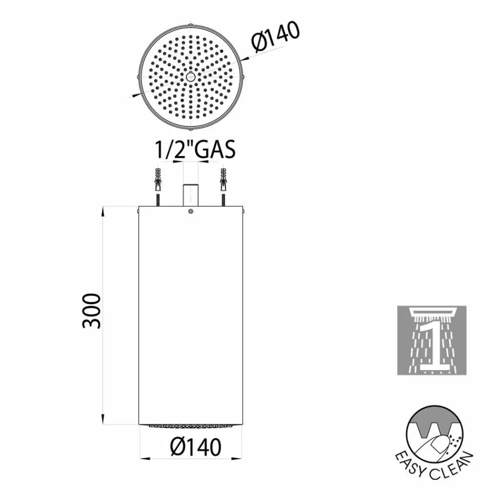 Cabezal de ducha de diseño moderno y elegante con un jet Bossini. viadurini