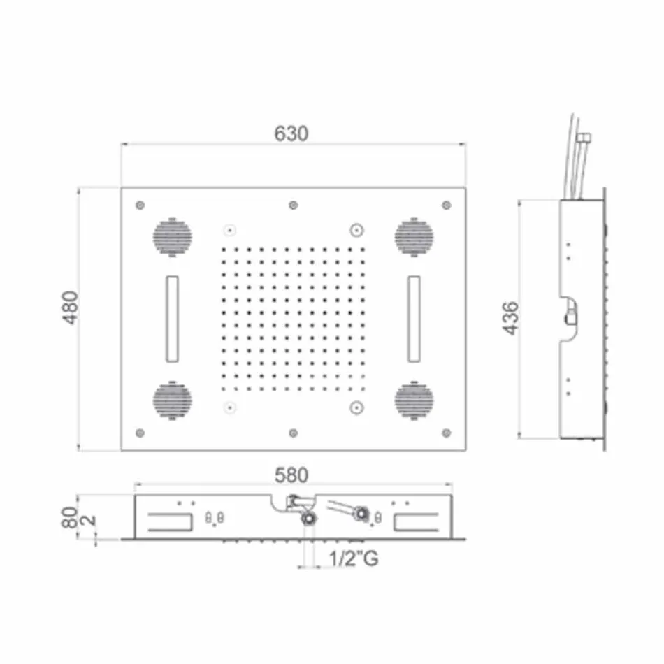 Cabezal de ducha de acero con cromoterapia y Bluetooth Made in Italy - Elbo viadurini
