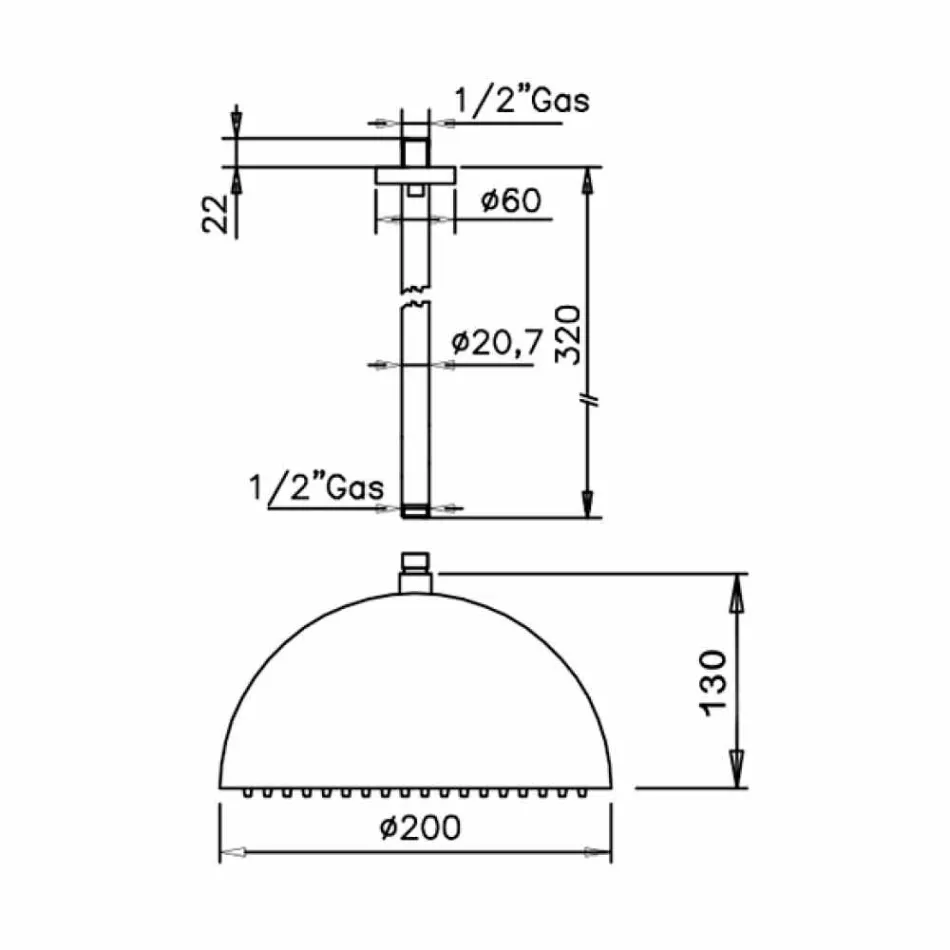 Cabezal de ducha en acero acabado cromado campana Made in Italy - Auro viadurini