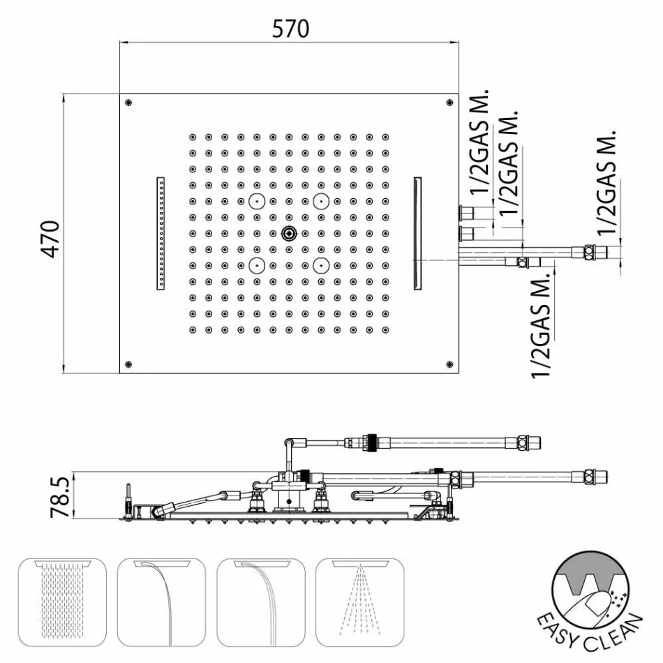 Cabezal de ducha moderno de cuatro funciones Bossini Dream viadurini
