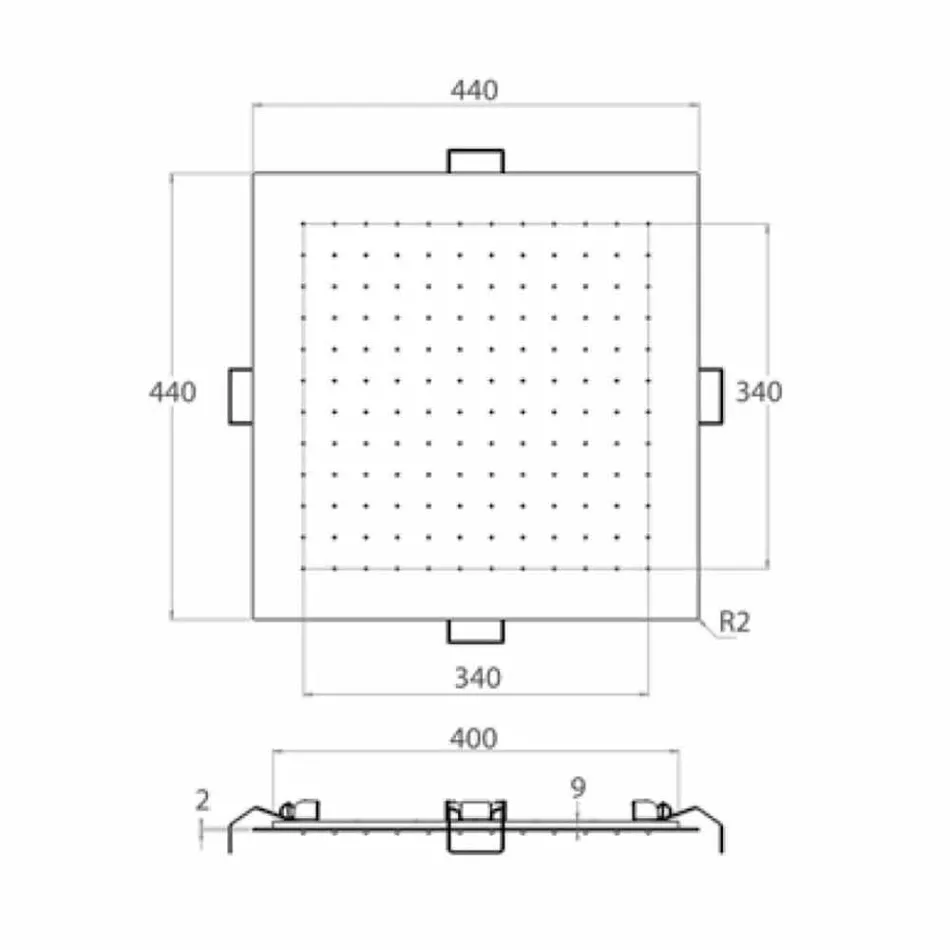 Cabezal de ducha de techo cuadrado en acero Made in Italy - Almidón viadurini