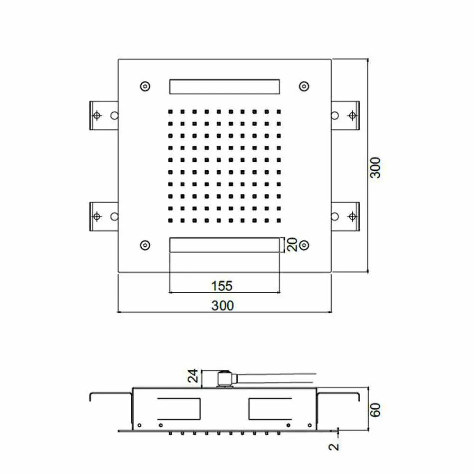 Cabezal de ducha cuadrado de acero inoxidable con cromoterapia Made in Italy - Bilbo viadurini