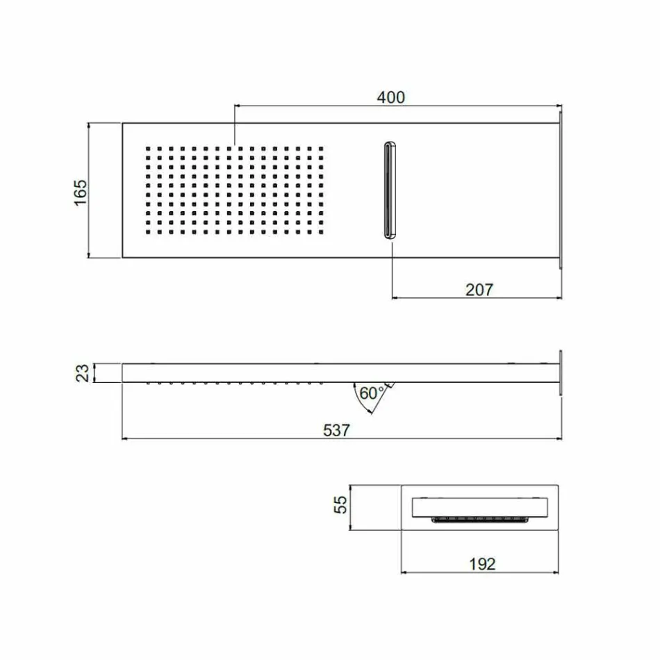 Cabezal de ducha de pared rectangular de acero inoxidable Made in Italy - Rojo viadurini