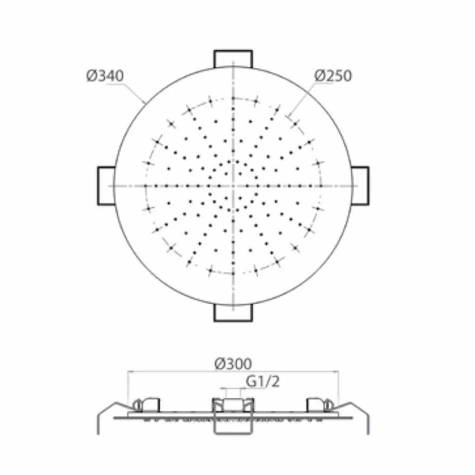 Cabezal de ducha de techo redondo en acero moderno Made in Italy - Damian viadurini