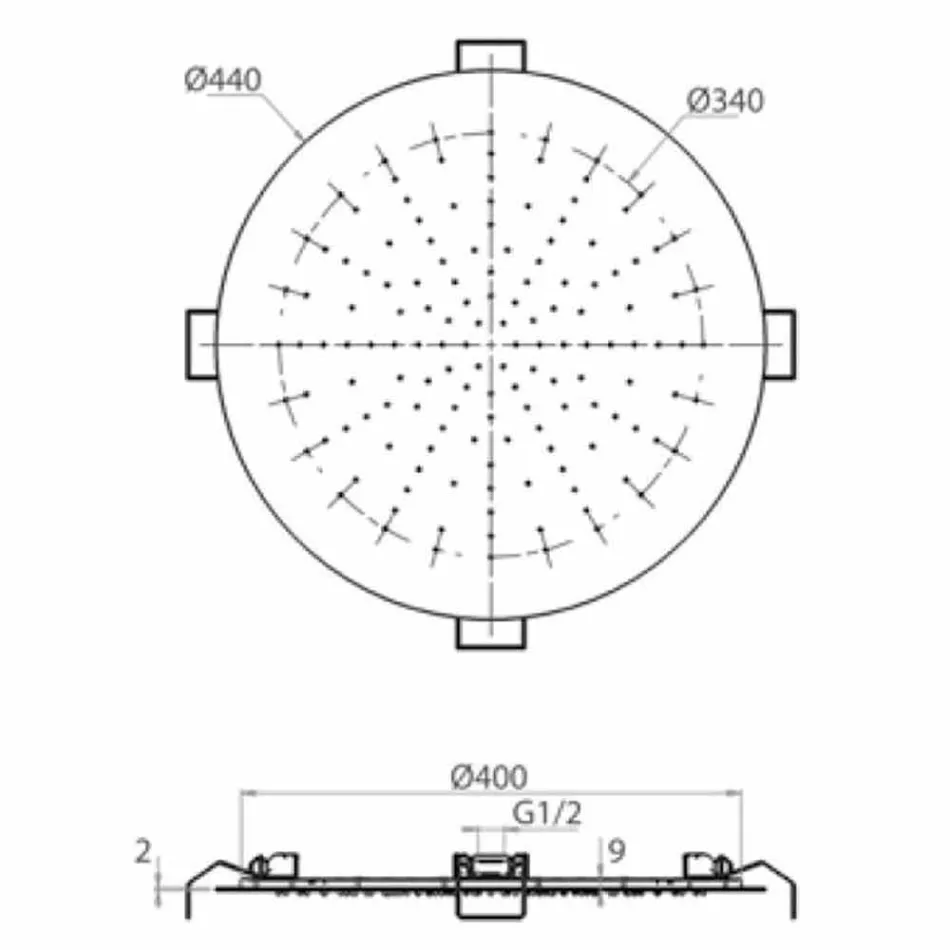 Cabezal de ducha de techo redondo en acero moderno Made in Italy - Damian viadurini