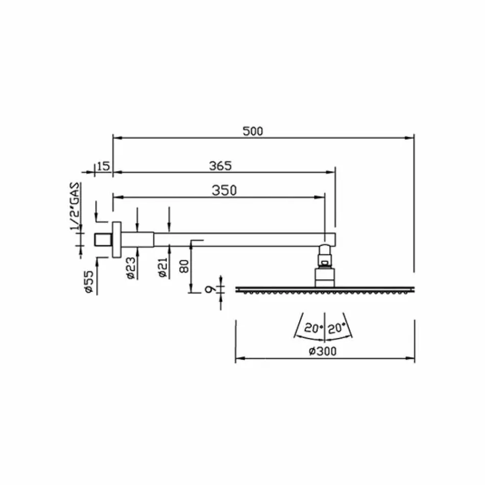 Cabezal de ducha redondo en acero inoxidable y latón Made in Italy - Aurelio viadurini