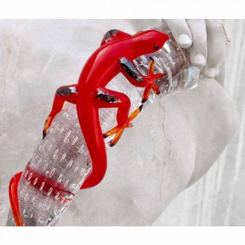 Adorno decorativo de vidrio en forma de gecko sobre cuerno Made in Italy - Corino