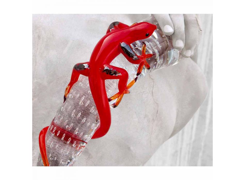 Adorno decorativo de vidrio en forma de gecko sobre cuerno Made in Italy - Corino viadurini