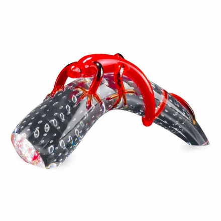 Adorno decorativo de vidrio en forma de gecko sobre cuerno Made in Italy - Corino viadurini