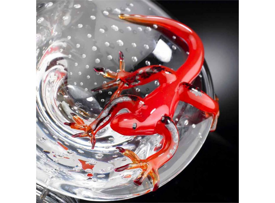 Adorno decorativo en vidrio transparente y rojo Made in Italy - Sossio