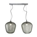 Lámpara colgante de dos luces con barra lineal en vidrio y metal, fabricada en Italia - Elisia