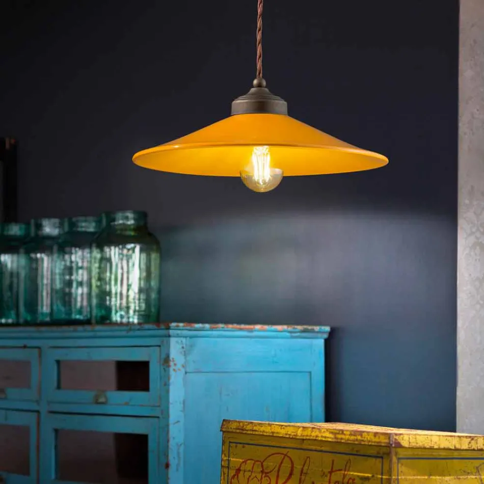 suspensión cerámica de color y latón antiguo Maya Ferroluce viadurini