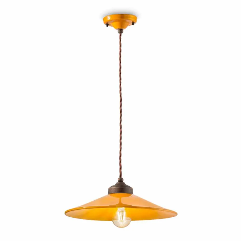 suspensión cerámica de color y latón antiguo Maya Ferroluce viadurini