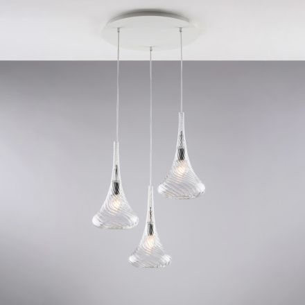 Lámpara colgante de hierro con cristal Pyrex, fabricada en Italia, para decoración de interiores - Corinto viadurini
