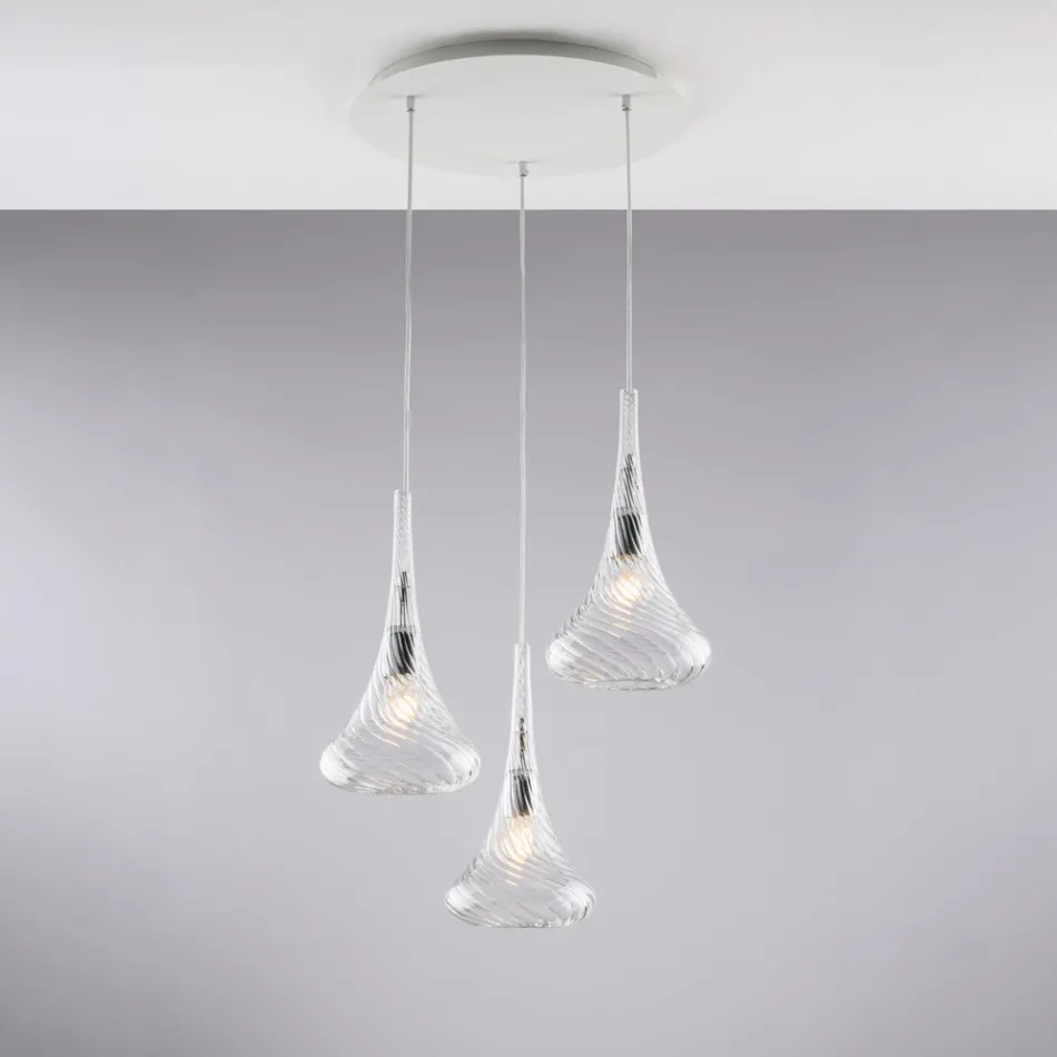 Lámpara colgante de hierro con cristal Pyrex, fabricada en Italia, para decoración de interiores - Corinto viadurini