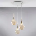 Lámpara colgante de hierro con cristal Pyrex, fabricada en Italia, para decoración de interiores - Olimpo viadurini