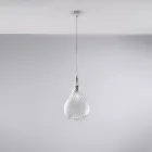 Lámpara colgante de hierro con cristal Pyrex, fabricada en Italia, para decoración de interiores - Amazonia viadurini