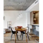 Lámpara colgante de hierro con cristal Pyrex, fabricada en Italia, para decoración de interiores - Olimpo viadurini