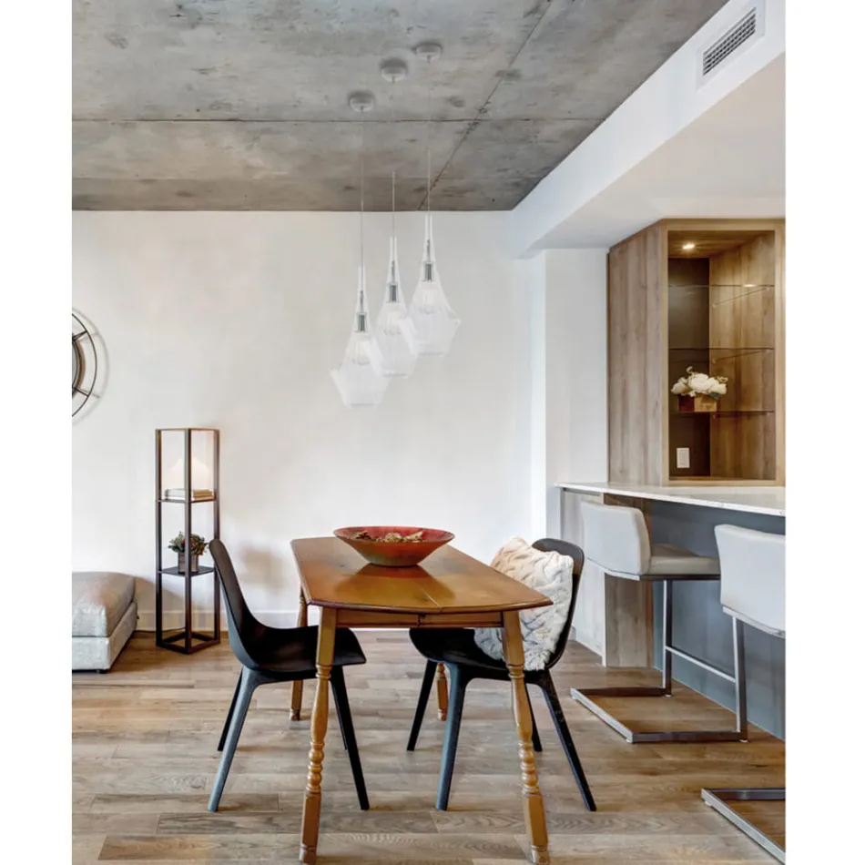 Lámpara colgante de hierro con cristal Pyrex, fabricada en Italia, para decoración de interiores - Olimpo viadurini