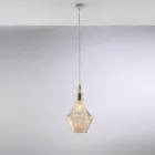 Lámpara colgante de hierro con cristal Pyrex, fabricada en Italia, para decoración de interiores - Olimpo viadurini