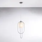 Lámpara colgante de hierro cromado con esfera, fabricada en Italia, para decoración de interiores - Oslo viadurini