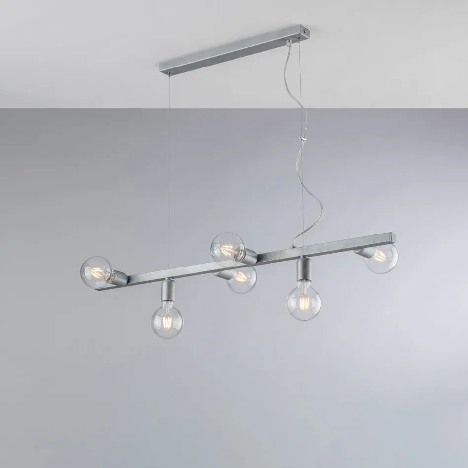 Lámpara colgante de hierro lacado, fabricada en Italia, para decoración de interiores - Verona viadurini