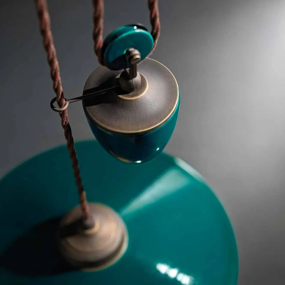 Suspensión de cerámica y bajadas Britney Ferroluce latón antiguo viadurini