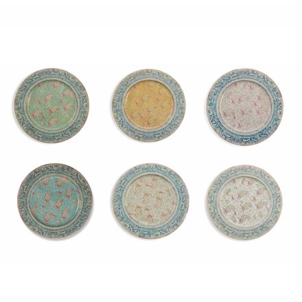 Manteles individuales redondos de plástico con coloridas decoraciones exóticas 12 piezas - Casimirro viadurini