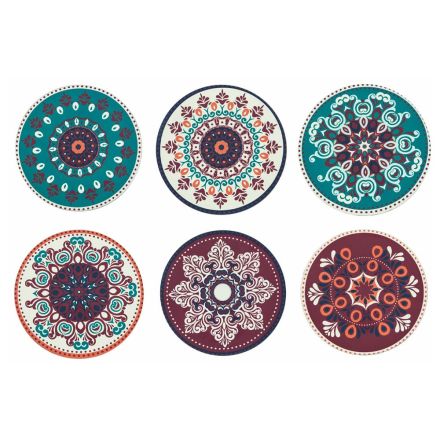 Platos redondos de plástico de colores con decoraciones persas 12 piezas - Persia viadurini