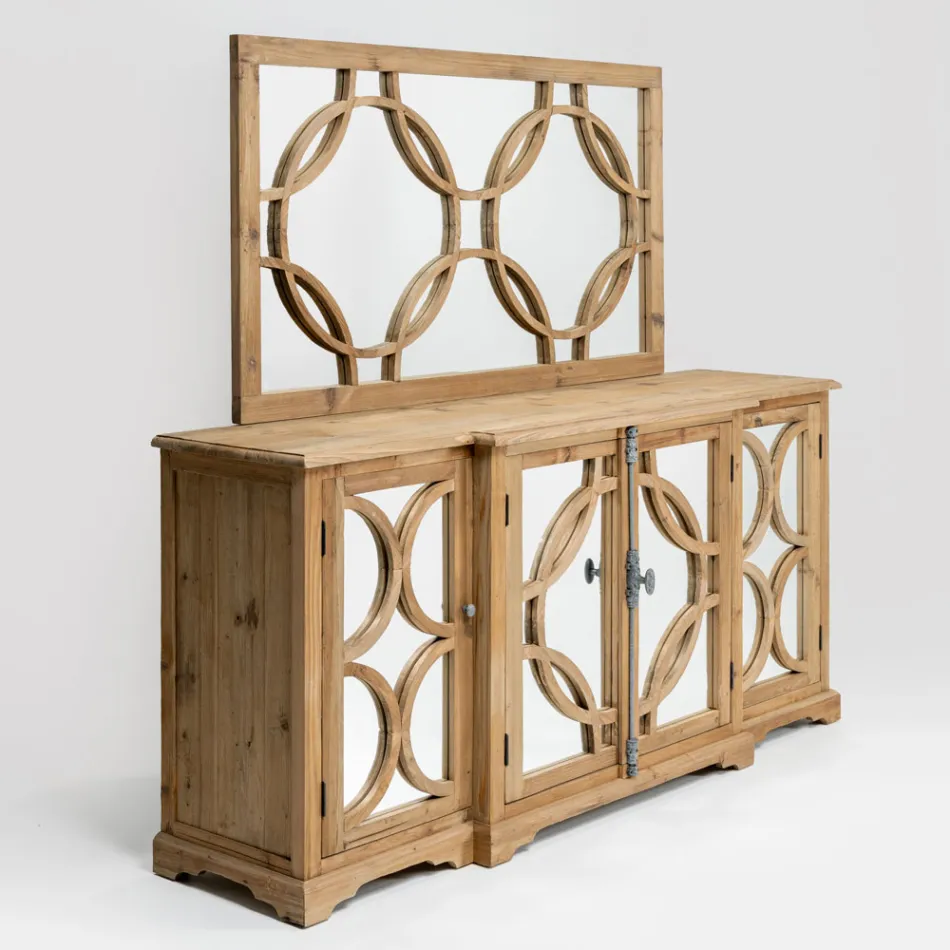 Espejo de 156x83 cm en madera de pino natural envejecido - Agosta viadurini