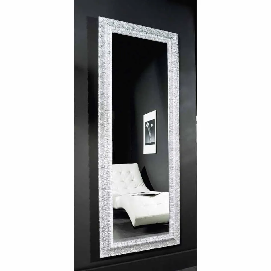 Espejo de pared de plata, madera dorada moderna producida en Italia Teodoro viadurini