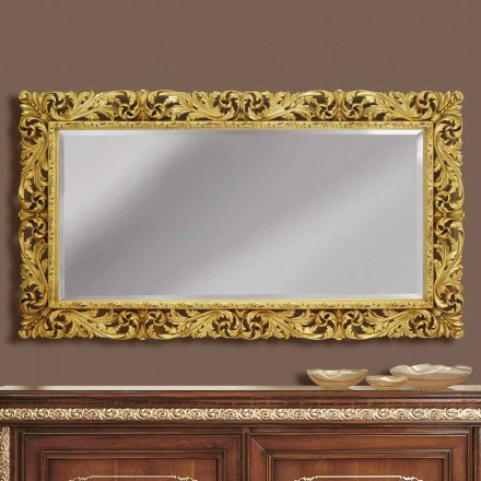 Espejo de pared de madera con líneas modernas hechas a mano en Italia Alex viadurini