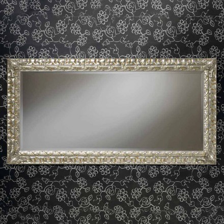 Espejo de pared hecho a mano rectangular de madera hecho en Italia por Nicolò viadurini