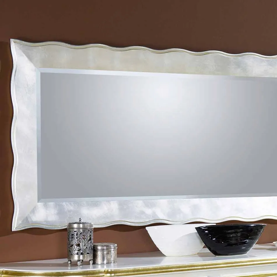 Espejo de pared italiano hecho a mano rectangular hecho en Italia Simone viadurini