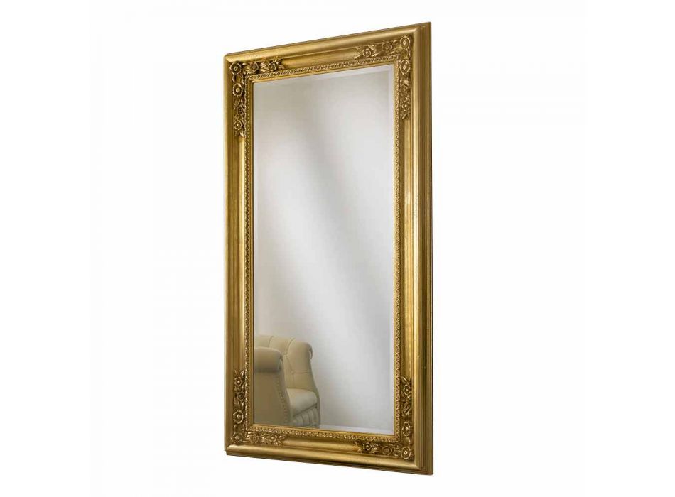 Espejo de pared de oro, plata hecha a mano de madera hecha a mano Michele Italia viadurini