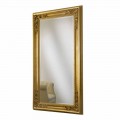 Espejo de pared en madera de oro / plata, completamente hecho a mano en Italia, Michele