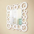 Espejo de pared cuadrado blanco de diseño moderno con decoraciones de madera - Burbuja viadurini