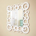 Espejo de pared cuadrado blanco de diseño moderno con decoraciones de madera - Burbuja