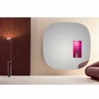 Espejo de pared con luz led y compartimento rosa para sala de estar de diseño minimalista - Matrix viadurini