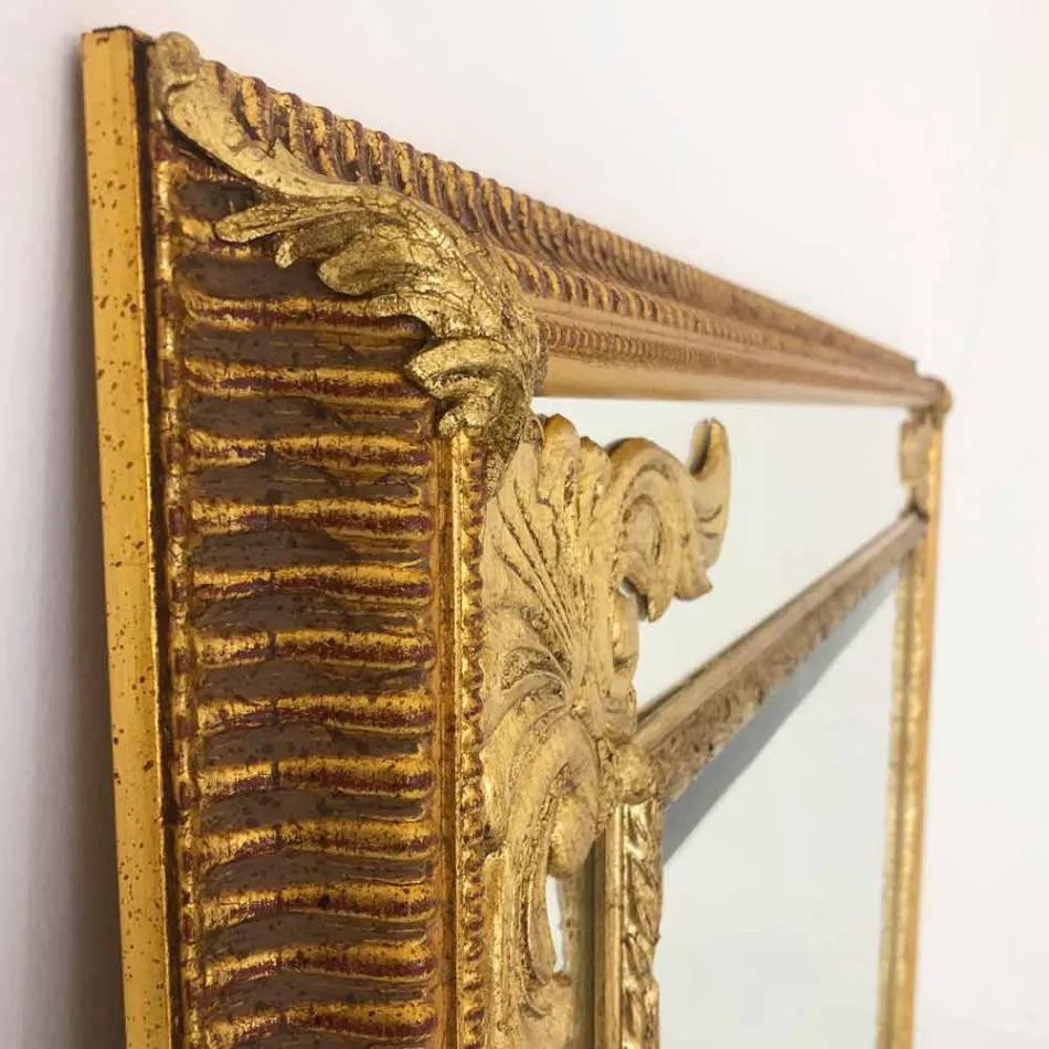 Espejo de pared rectangular de madera, producido en Italia, Valentino viadurini