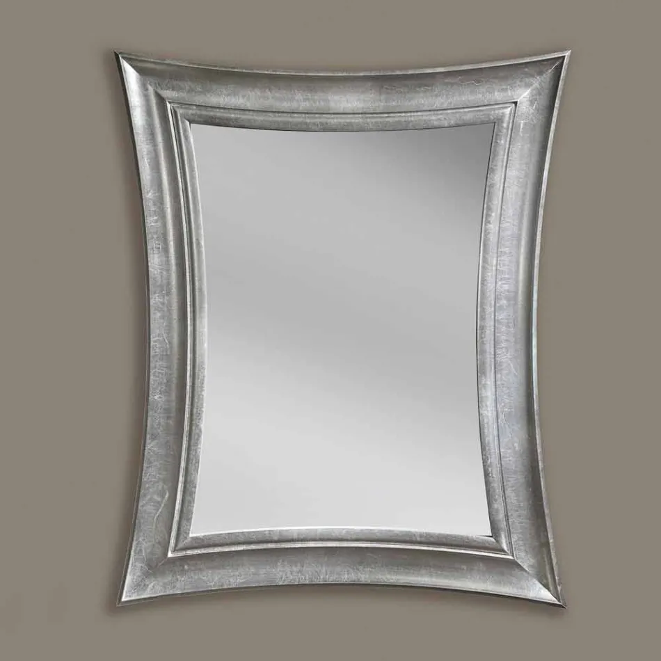 Espejo de pared de madera rectangular hecho a mano Sandro hecho en Italia viadurini