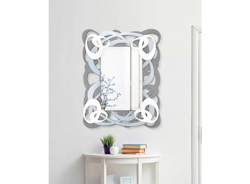 Espejo de pared de madera de color rectangular de diseño moderno - Amalga viadurini